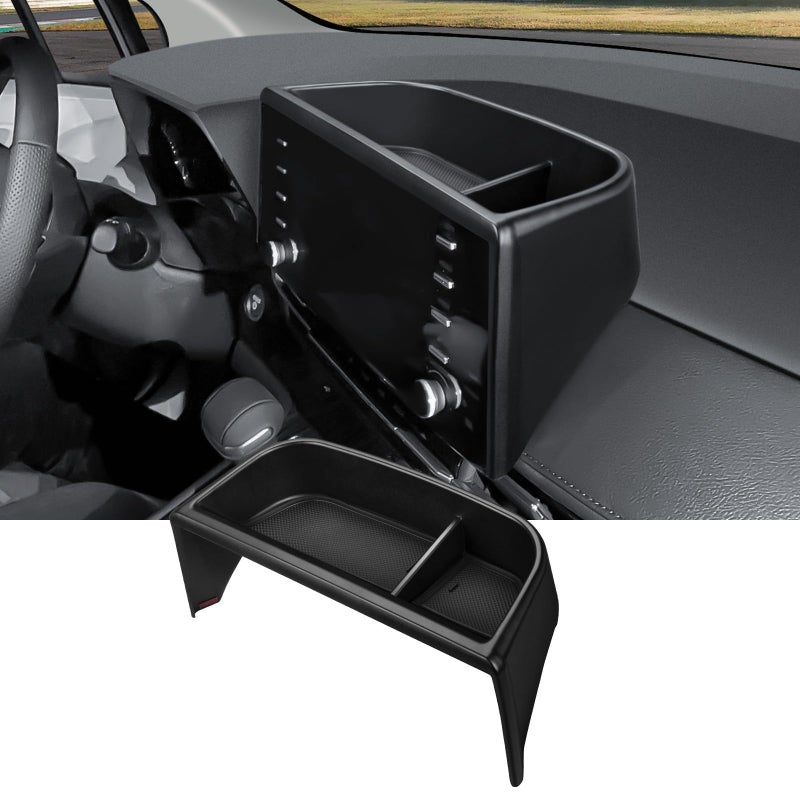 Ecarzo Tray Phone Holder Compatible with 2024 2023 2022 2021 Toyota Sienna Interior Accessories, Hidden Storage Organizer Behind Screen Sunglass Tissue Holder (Not for 2025) - Image 1